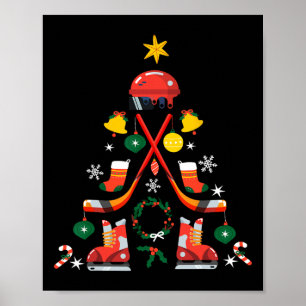 Ice Hockey Christmas Ornament Tree Ice Hockey Xmas Poster