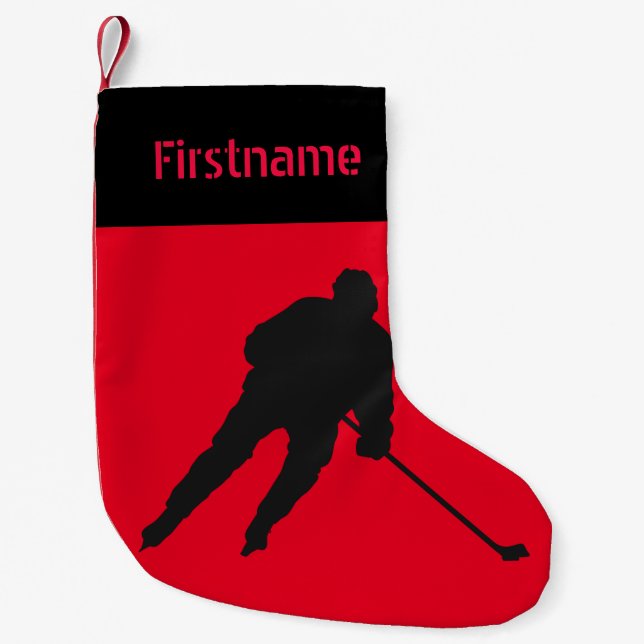 Ice hockey Christmas stocking - player red (Front)