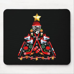 Ice Hockey Christmas Tree Fun Xmas Pjs Player Spor Mouse Mat