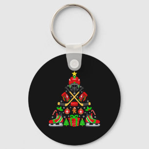 Ice Hockey Christmas Tree Lights Funny Xmas Family Key Ring