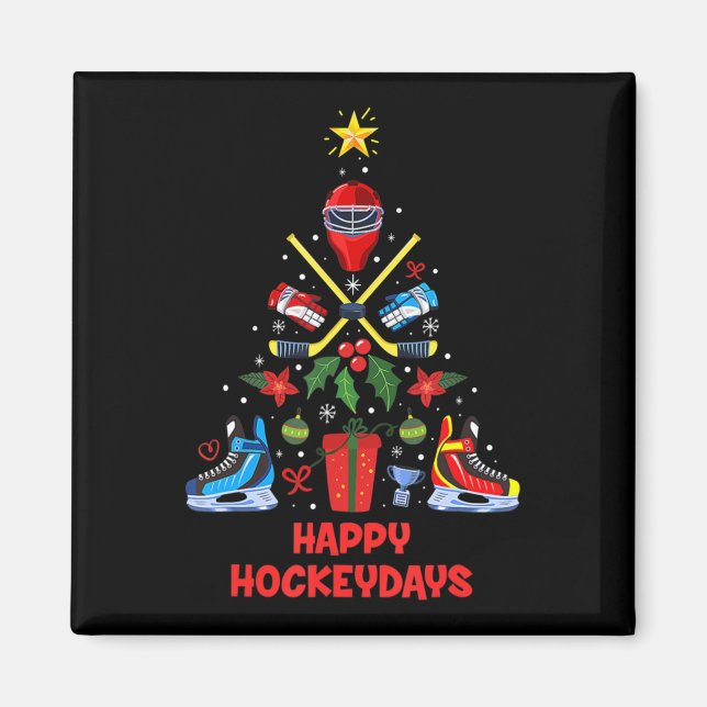 Ice Hockey Christmas Tree Ornaments Fun Xmas Boys  Magnet (Front)