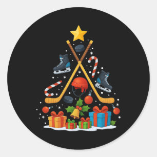 Ice Hockey Christmas Tree Xmas  Classic Round Sticker