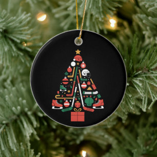 Ice Hockey Christmas Tree Xmas Sports Ceramic Tree Decoration