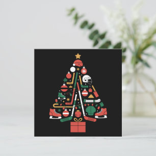 Ice Hockey Christmas Tree Xmas Sports  Holiday Card