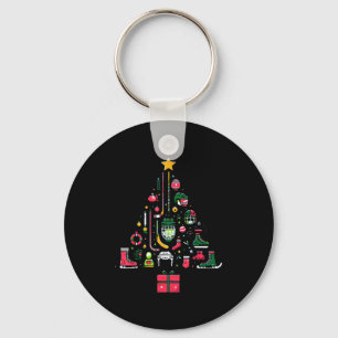 Ice Hockey Christmas Tree Xmas Srts Boys Kids Yout Key Ring