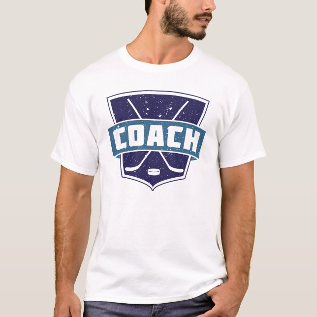 Ice Hockey Coach T-Shirt, with Name & Number T-Shirt (Front)