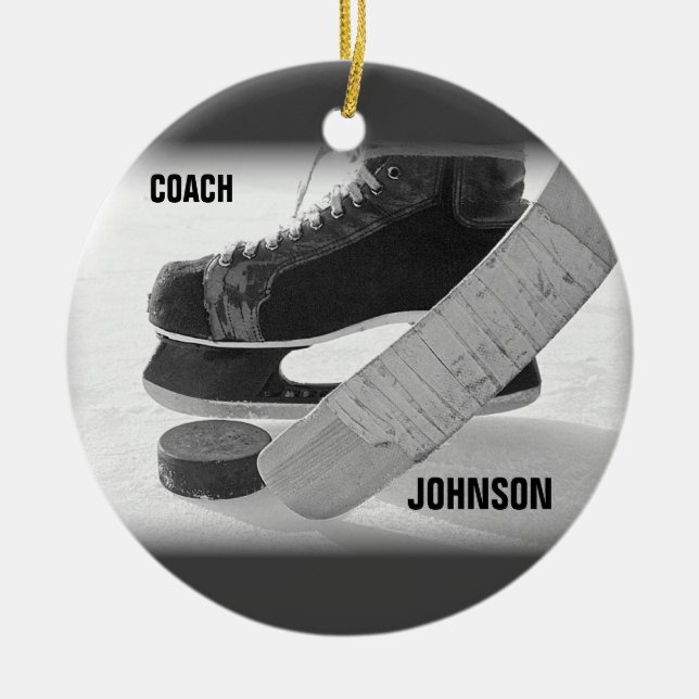 Ice Hockey Coach Thank You Ceramic Tree Decoration (Front)