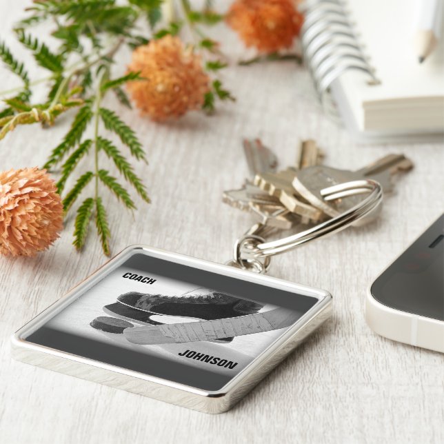 Ice Hockey Coach Thank You Key Ring (Side)