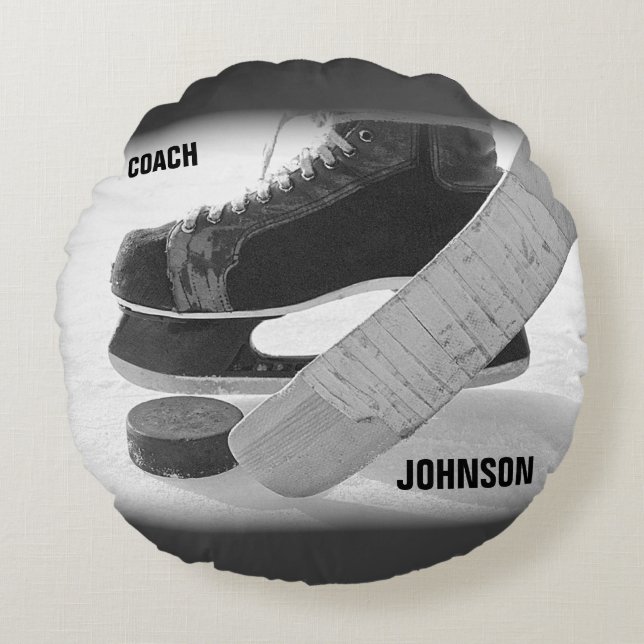 Ice Hockey Coach Thank You Round Cushion (Front)