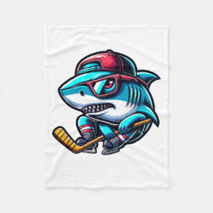 Ice Hockey Cool Shark Skating Style Power Fleece Blanket