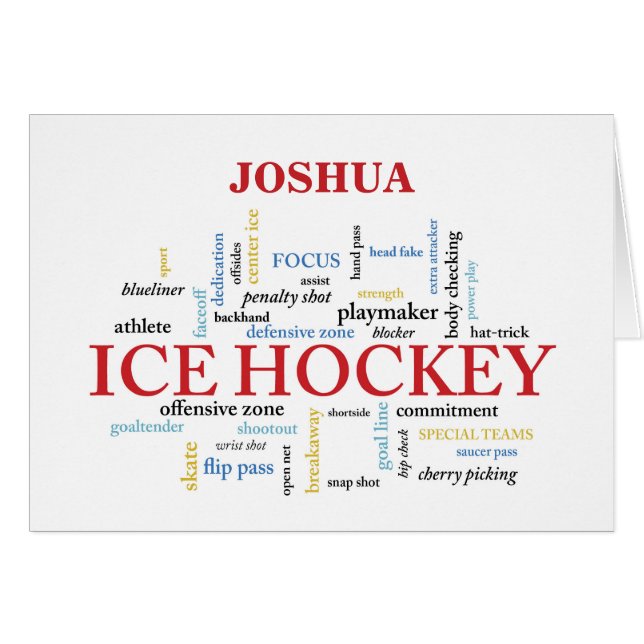 Ice Hockey Custom Name Birthday in Words, Joshua (Front Horizontal)