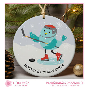 Ice Hockey Customisable Photo Ceramic Tree Decoration