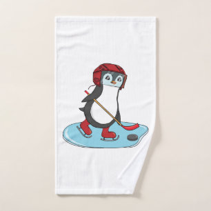 Ice Hockey Cute Penguin Hand Towel