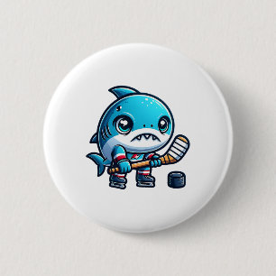 Ice Hockey Cute Shark Player Artwork 6 Cm Round Badge