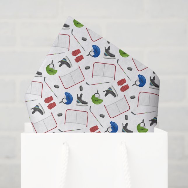Ice Hockey Decoupage Paper, Winter Sport Tissue Paper (Gift Bag)