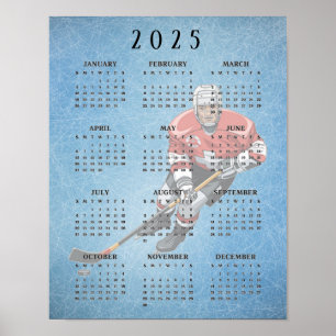 Ice Hockey Design 2025 Calendar Poster