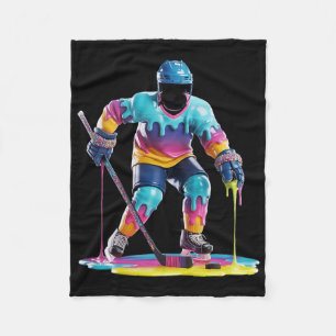 Ice Hockey Drip Ice Cream Tie Dye Hockey Player Ho Fleece Blanket
