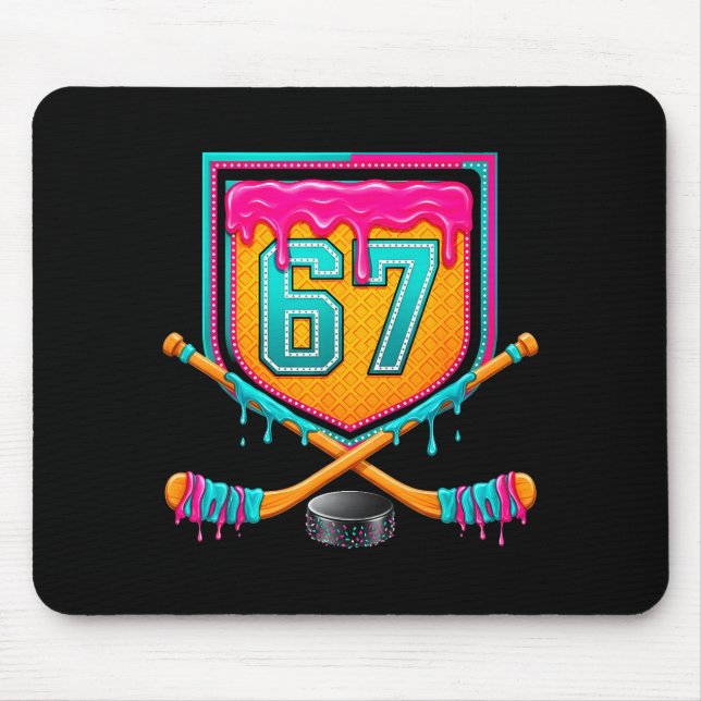 Ice Hockey Drip Number 67 Ice Hockey Player  Mouse Mat (Front)
