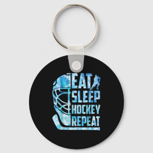 Ice Hockey Eat Sleep Hockey Repeat Funny Youth Boy Key Ring