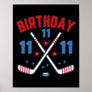 Ice Hockey Eleven Birthday Boy 11th Party Boys Age Poster