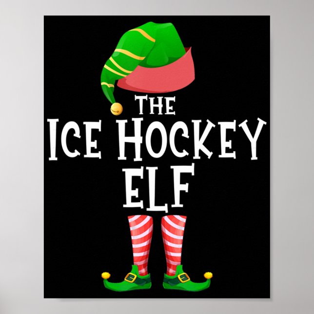 Ice Hockey Elf Matching Family Group Christmas Par Poster (Front)