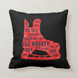 Ice hockey fan cushion - red skate with words