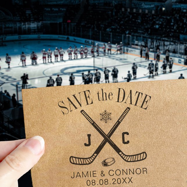 Ice Hockey Fan Family or Wedding Save the Date Self-inking Stamp (Creator Uploaded)