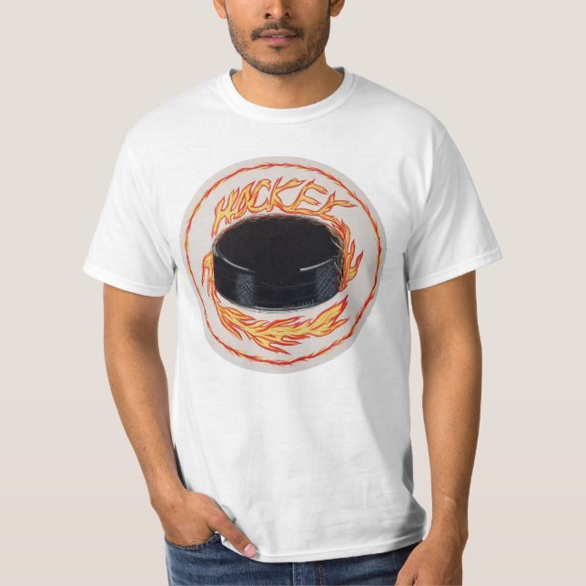 Ice Hockey Fiery Slap Shot T-Shirt (Front)