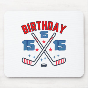Ice Hockey Fifth-teen Birthday Boy 15th Party Boys Mouse Mat