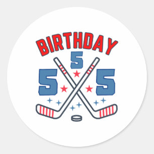Ice Hockey Five Birthday Boy 5th Party Boys Age 5  Classic Round Sticker