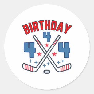 Ice Hockey Four Birthday Boy 4th Party Boys Age 4 Classic Round Sticker