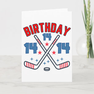Ice Hockey Fourteen Birthday Boy 14th Party Boys A Card