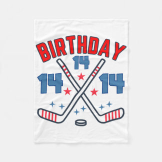 Ice Hockey Fourteen Birthday Boy 14th Party Boys A Fleece Blanket
