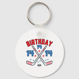 Ice Hockey Fourteen Birthday Boy 14th Party Boys A Key Ring