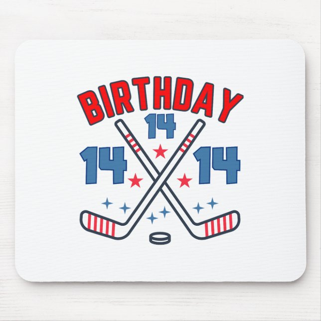Ice Hockey Fourteen Birthday Boy 14th Party Boys A Mouse Mat (Front)