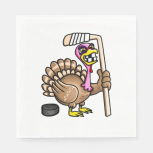 Ice Hockey Funny Thanksgiving Turkey fall session Napkin