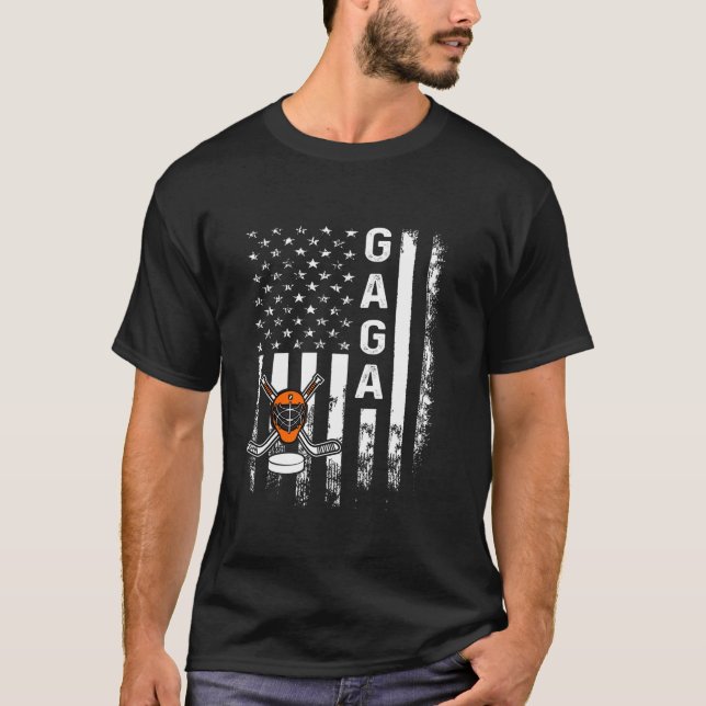 Ice Hockey Gaga America Flag Men Women Christmas X T-Shirt (Front)