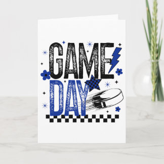 Ice Hockey Game Day Hockey Mom Retro Blue And Blac Card
