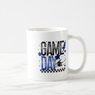 Ice Hockey Game Day Hockey Mom Retro Blue And Blac Coffee Mug