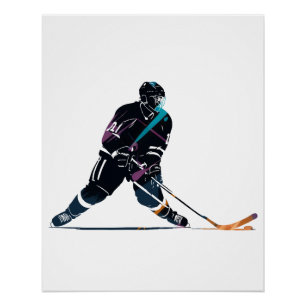 Ice Hockey Game Sport Challenge Silhouette Style Poster