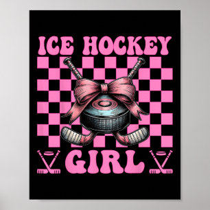 Ice Hockey Girl Coquette Bow Poster