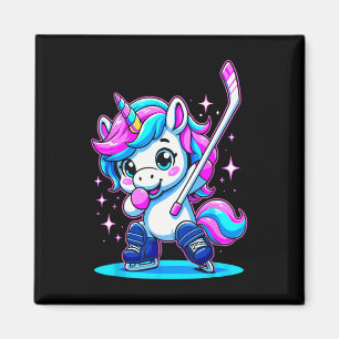 Ice Hockey Girl Dabbing Unicorn Magnet