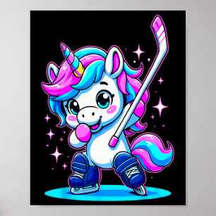 Ice Hockey Girl Dabbing Unicorn Poster