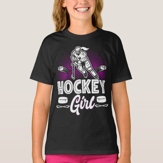 Ice Hockey Girl Player Team T-Shirt (Front)