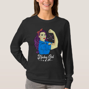 Ice Hockey Girl Vintage Cute Strong Women T-Shirt