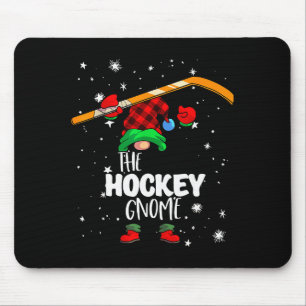 Ice Hockey Gnome Red Buffalo Plaid Matching Family Mouse Mat
