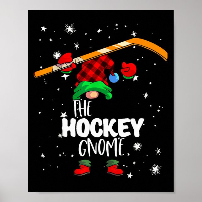 Ice Hockey Gnome Red Buffalo Plaid Matching Family Poster (Front)
