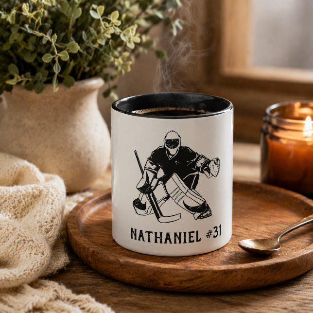 Ice Hockey Goal Keeper Monogram  Mug (Creator Uploaded)