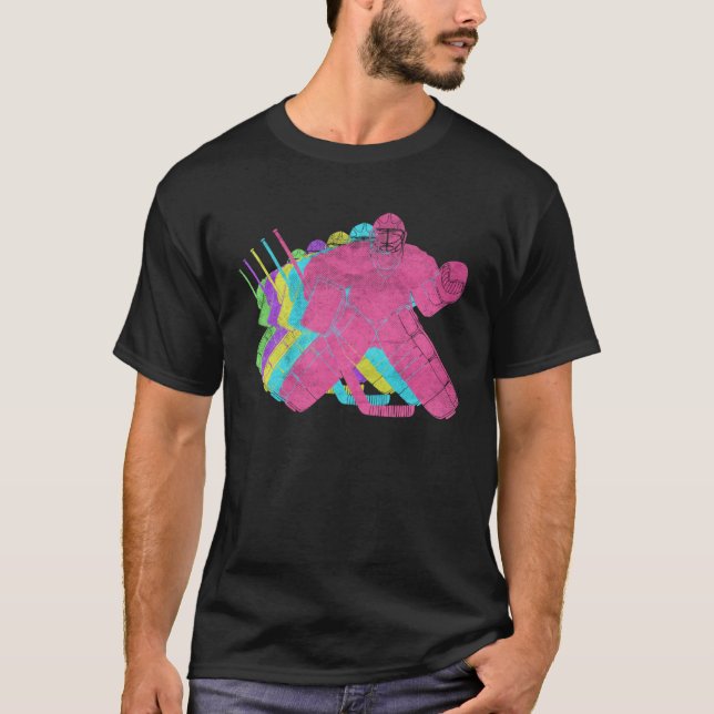 Ice Hockey Goalie 80s Colors 1980s T-Shirt (Front)