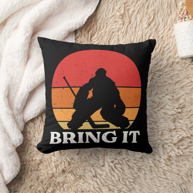 Ice Hockey Goalie Bring It Cushion (Blanket)